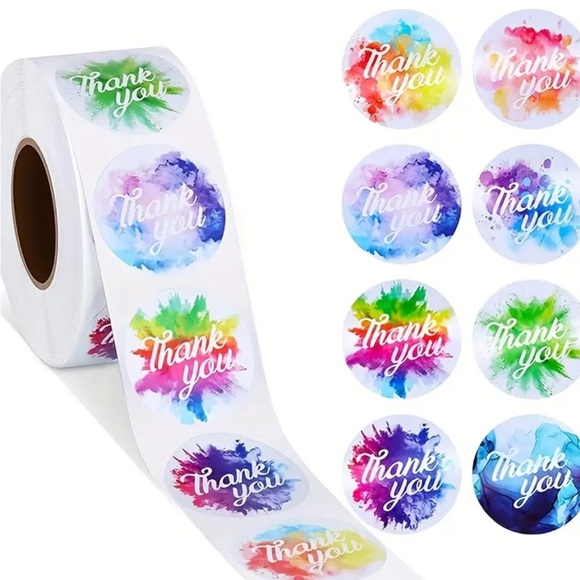 500pc Colorful Thank You Stickers Roll - Picture 1 of 5